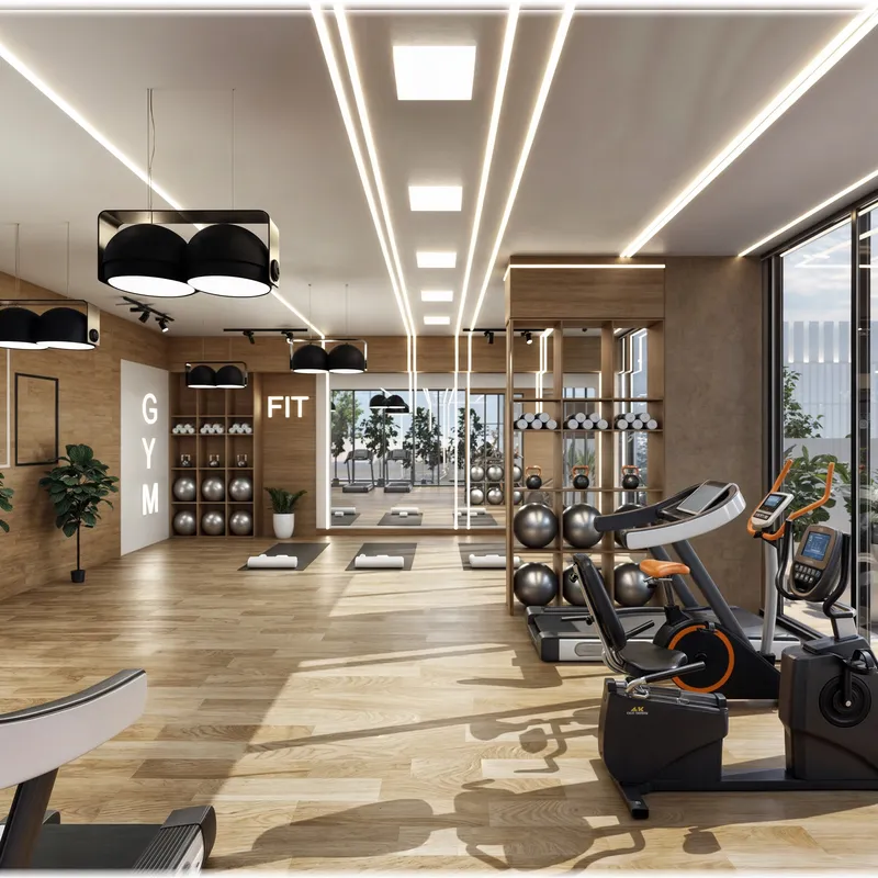 Gym with cardio machines and weights at Celesto Tower