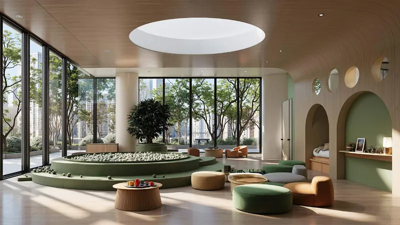 Render of the family lounge and kids' club on level 1 of DWTN Residences