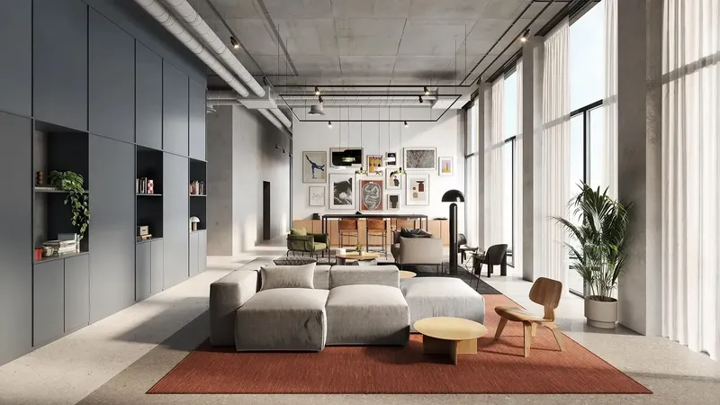 Render of the residents' lounge at Enta Mina