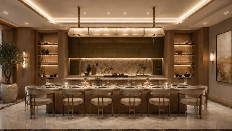 Render of the chef's table dining room at Fairmont Residences Al Marjan Island