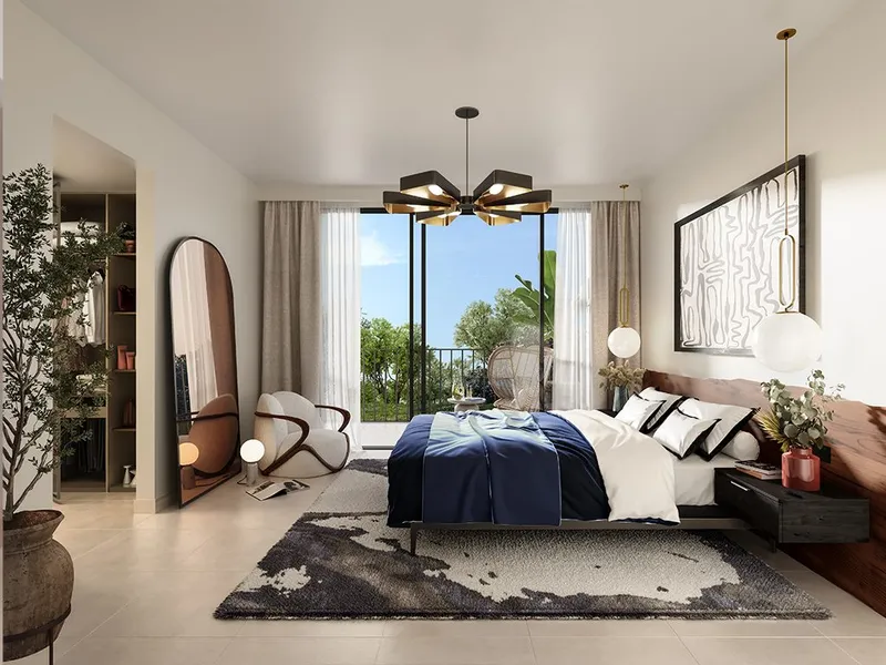 Interior render of a Fairway Villas 2 bedroom with a balcony
