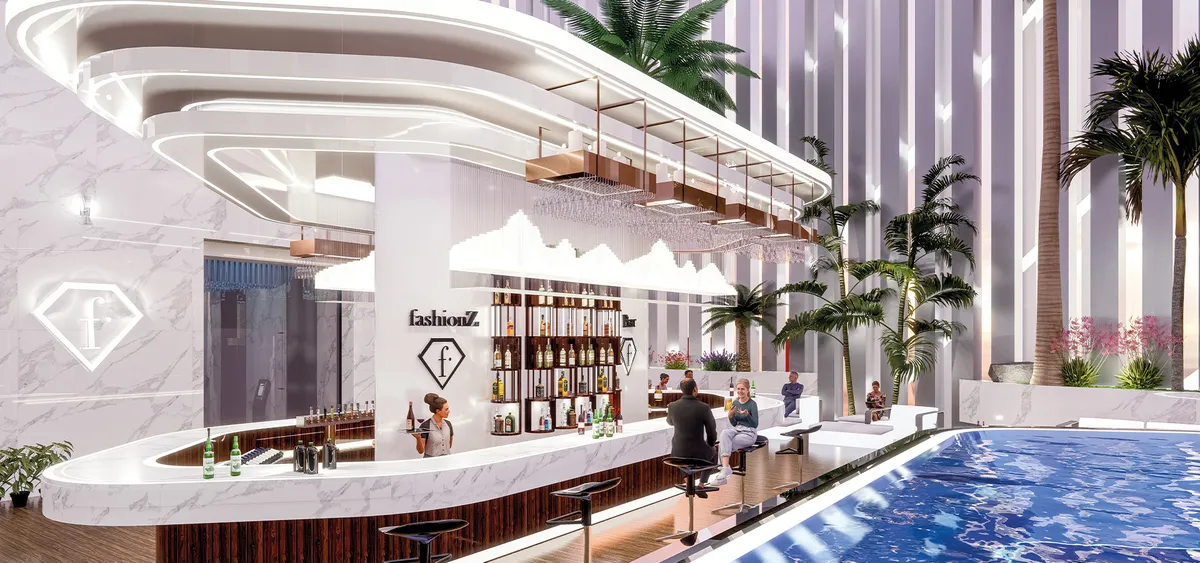 Rooftop pool lounge and bar at Fashionz by Danube