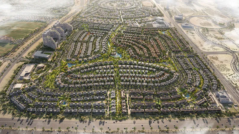 Aerial render of the whole Haven by Aldar community in Dubailand