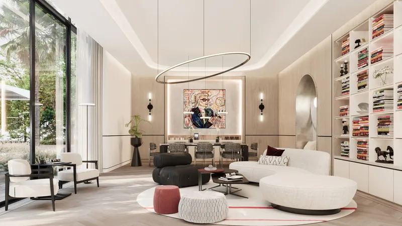 The Library lounge in the Karl Lagerfeld Villas clubhouse