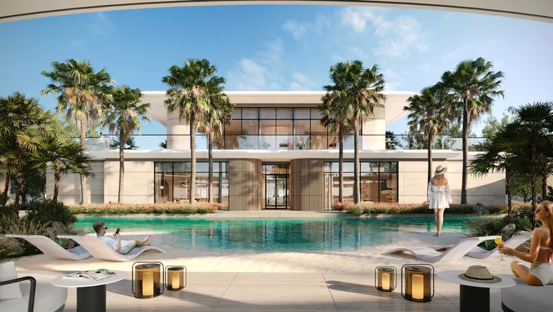 The clubhouse and pool at Karl Lagerfeld Villas, Meydan