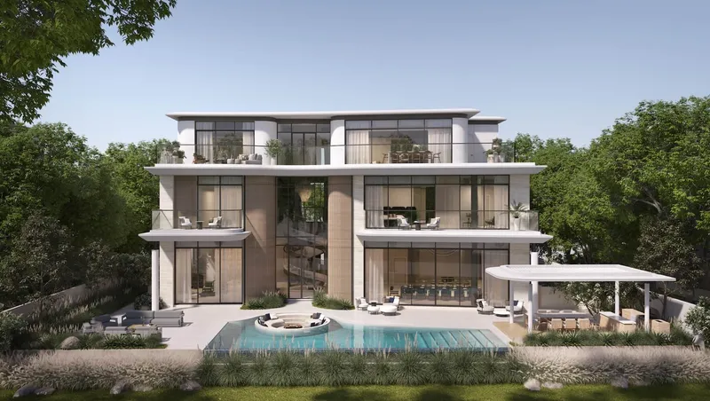 Karl Lagerfeld Villas, Meydan: a three-storey villa seen from its garden and pool