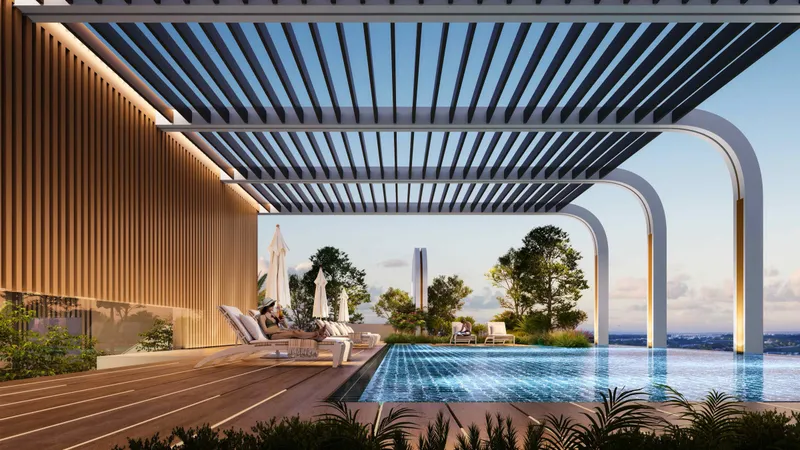 Rooftop pool under a pergola at Le Blanc