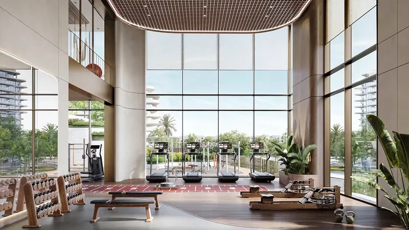 Render of the double-height gym at Nura