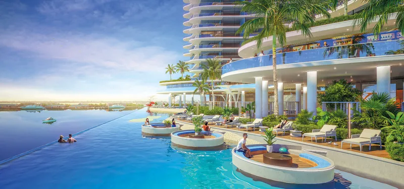 Infinity pool and pool deck at Oceanz by Danube