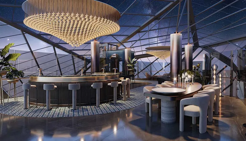 Render of the clubhouse bar and dining area at Portside Square
