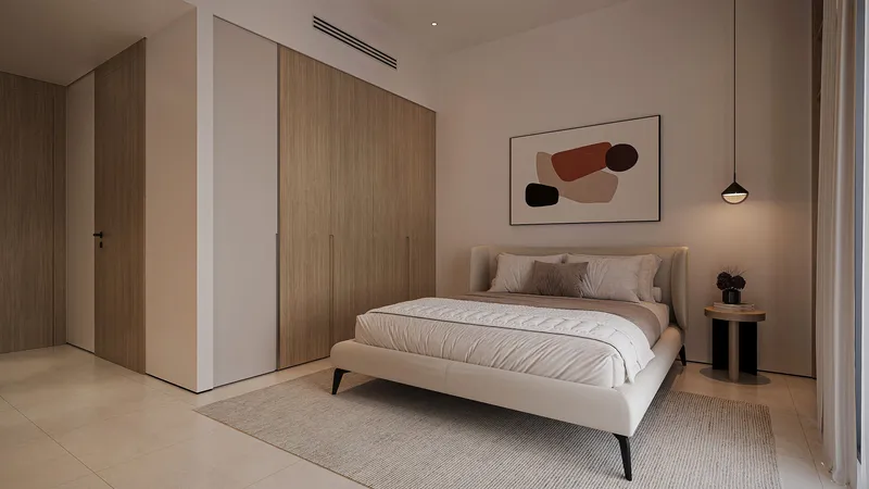 Bedroom with built-in wardrobes at Reeman Residence 02