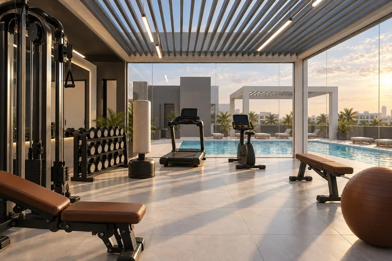 Rooftop gym beside the pool at Reeman Residence 02