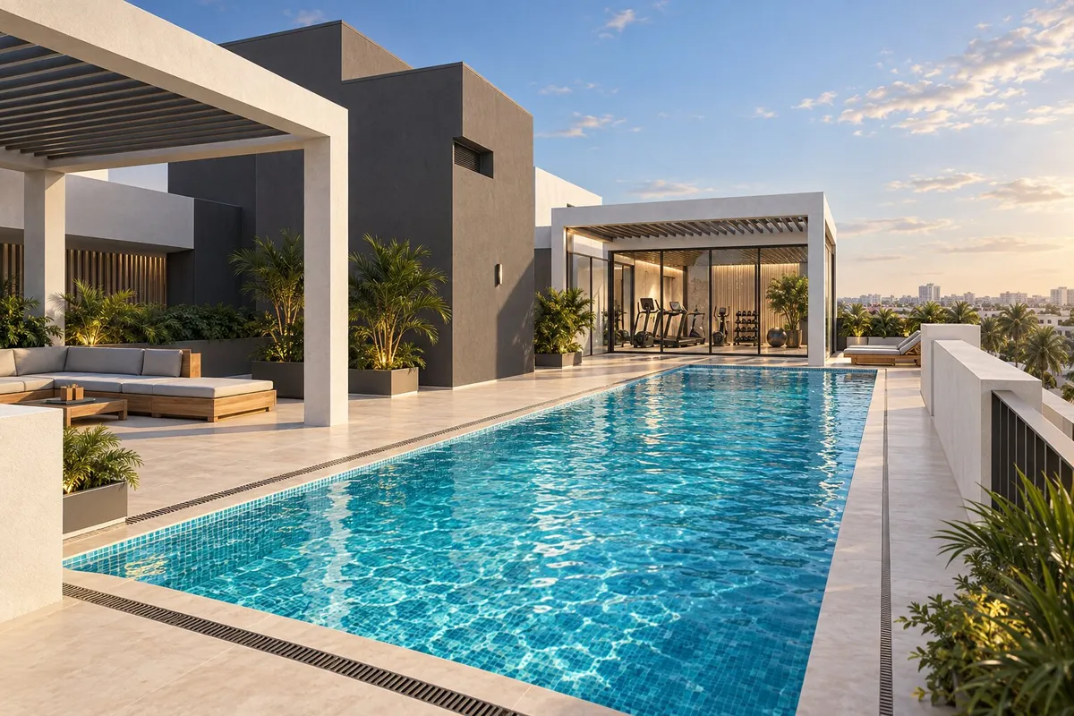 Rooftop swimming pool at Reeman Residence 02, Al Shamkha