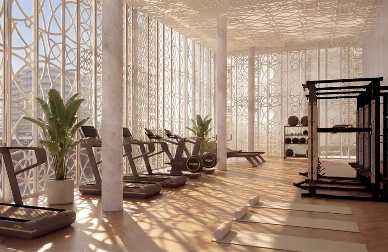 Render of the Technogym-equipped gym at Richmond District