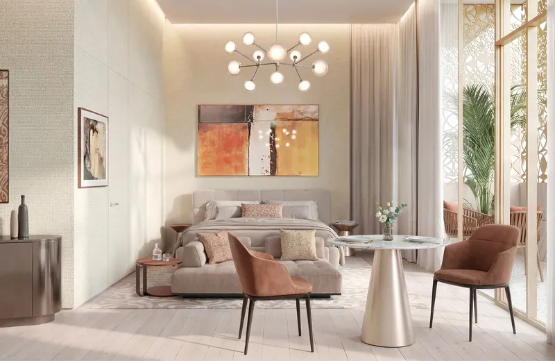 Render of a furnished studio at Richmond District