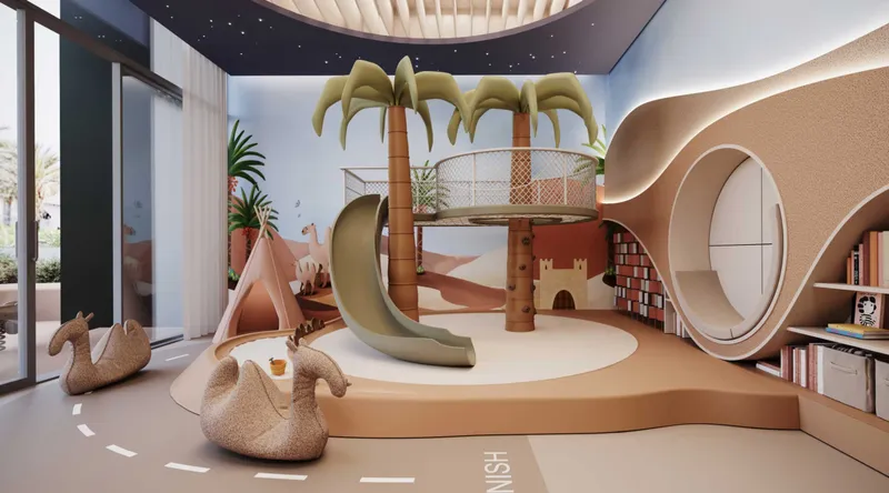 Render of the indoor children's play area at Riverton House by Ellington Properties