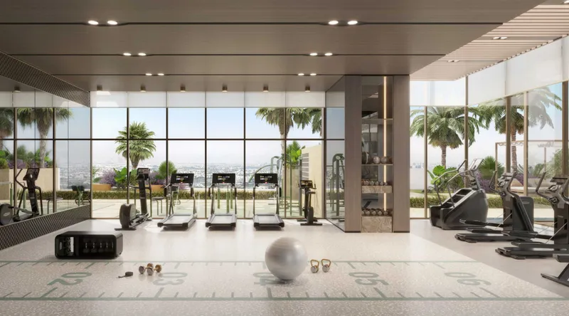 Render of the fitness studio at Riverton House by Ellington Properties