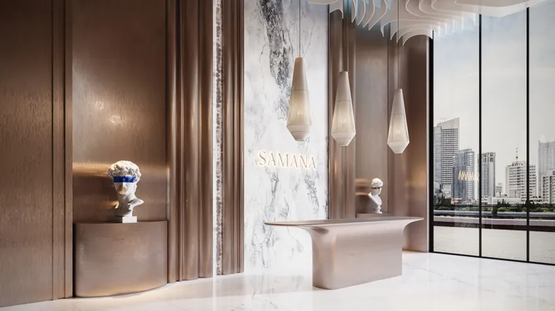 Render of the reception desk in the Samana Imperial Garden lobby