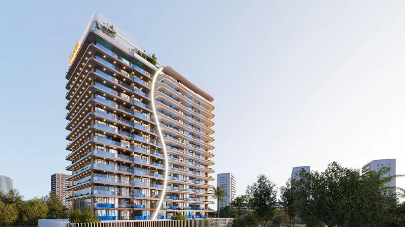Render of the Samana Park Meadows apartment tower in Dubailand Residence Complex