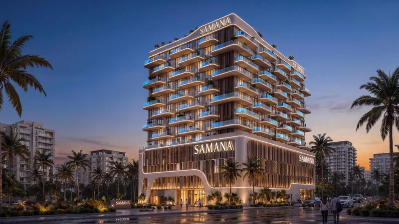 Render of Samana Portside lit at dusk