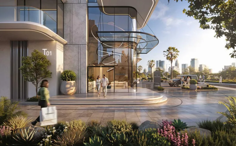 Render of the glazed entrance to Samana South Haven 2