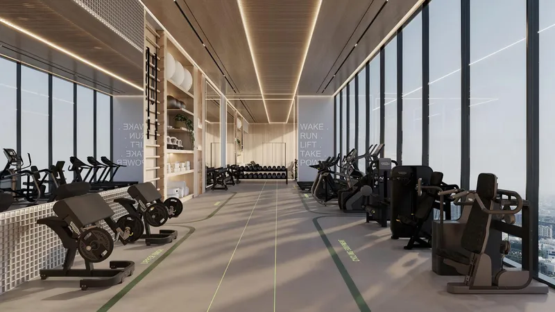 Render of the gym at Samana South Haven