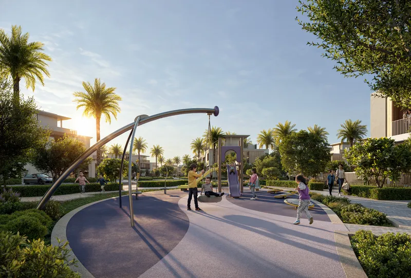 Children's play area and walking path among the villas at Selvara 4