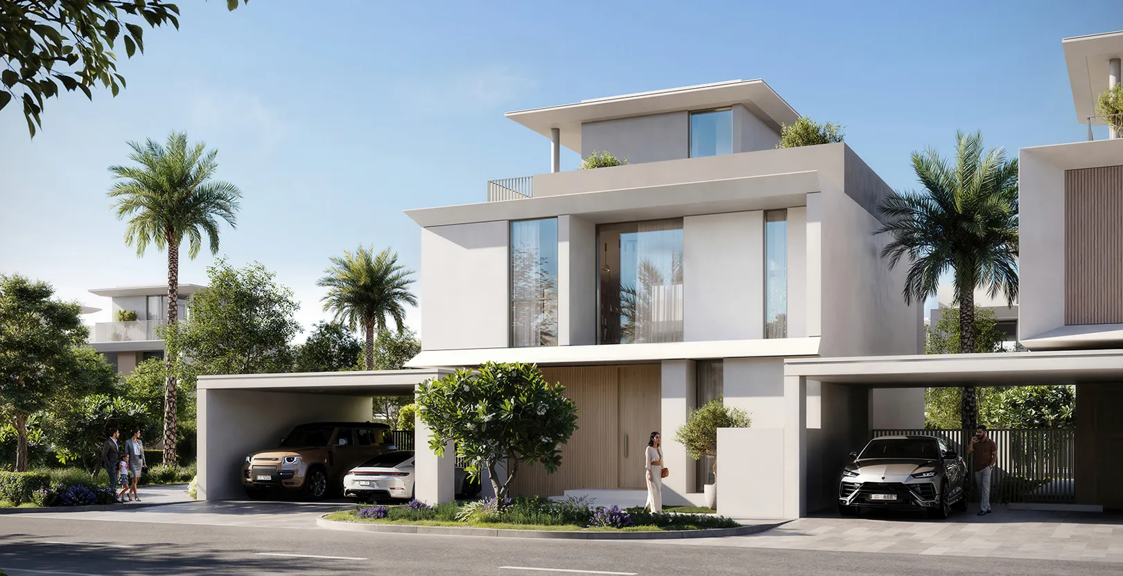 Selvara 4 villa by Emaar with a light facade and double carport, Grand Polo Club & Resort, Dubai