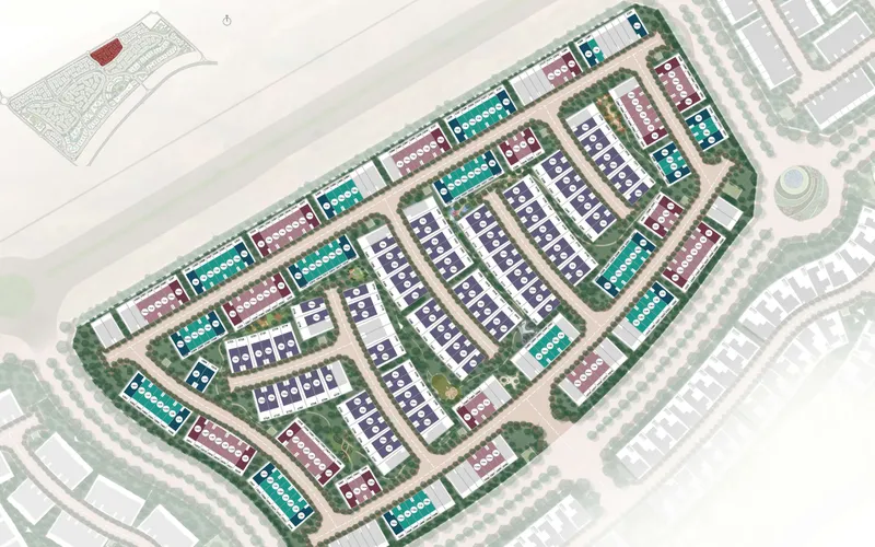 Illustrative cluster plan of The Greens at Sobha Sanctuary showing villa plots by type