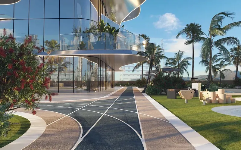 Render of the running track on the Volga Tower podium